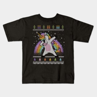 Dabbing Unicorn Ugly Sweater Kids T-Shirt